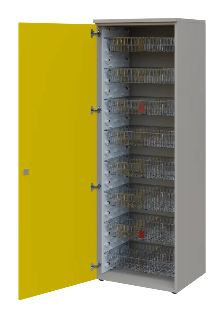 EUROMEDICA D - 66/M TRANSPARENT skříň léková boxová, 1-dveřová, levá, 1950x660x535, korpus šedý, dví